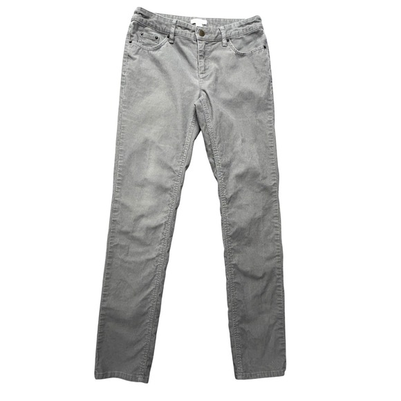 Garnet Hill Pants - Garnet Hill Corduroy Pants Womens 4 Gray Straight Leg Stretch Casual Pockets